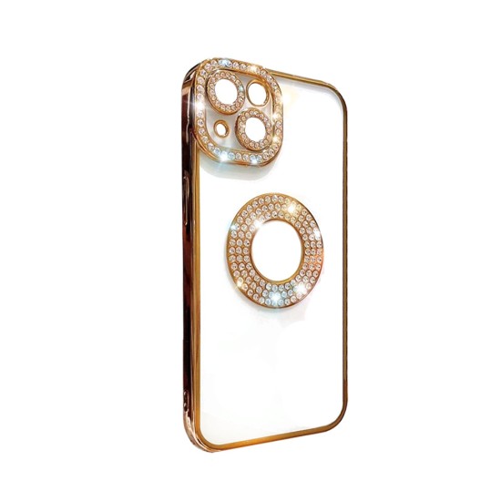 Soft Silicone Case with Diamond Design for Apple iPhone 14 Plus Gold